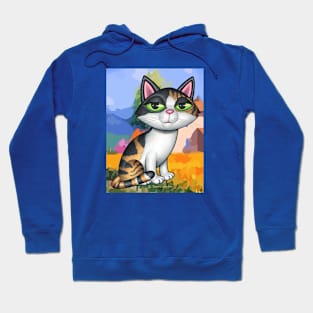 Cute Calico Kitty on Southwestish background Hoodie